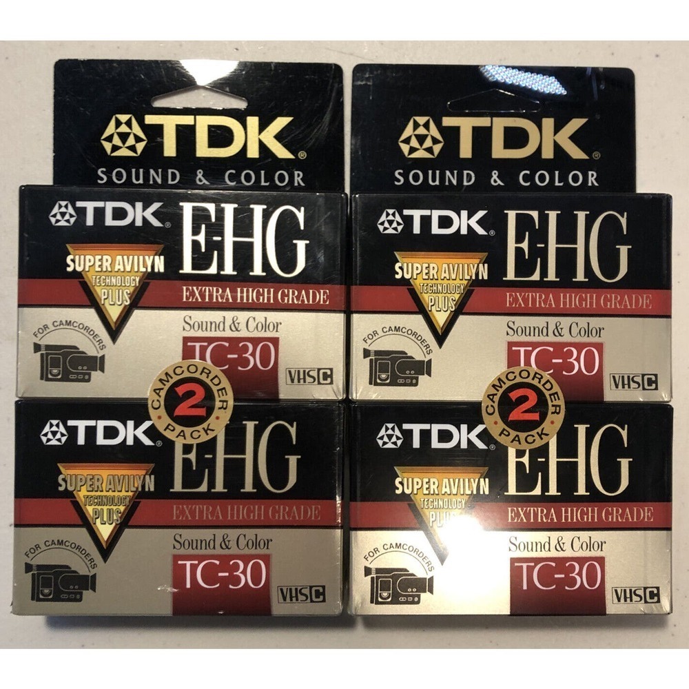 Lot Of 2 TDK 2 Pack E-HG TC-30 VHS-C Extra High Grade Camcorder Blank Tapes, NEW